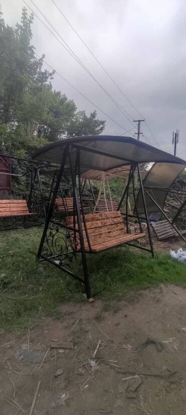 Садовые качели: Садовые качели Металл, Со спинкой, С крышей — 9