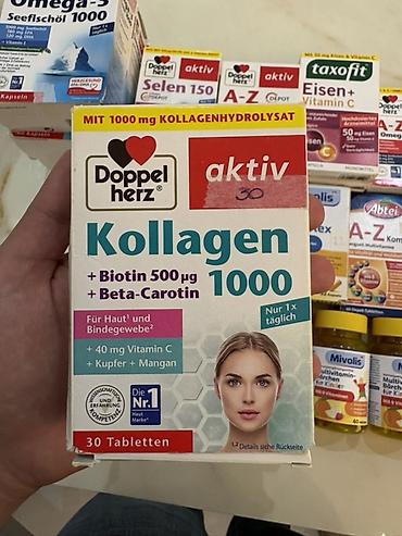 biotin: Doppelherz aktiv Kollagen 1000 – 30 tablet Xüsusiyyətlər: - Hər — 1