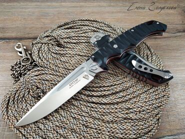 нож охотничий: Складной нож Кугуар С RED с толкателем от НОКС сталь D2, рукоять G10