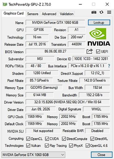 note: Видеокарта для ПК, Б/у, MSI, GeForce GTX, 6 ГБ — 6