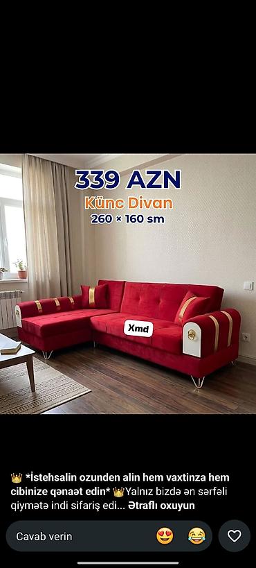 ucuz parcalar: Künc divan, Yeni, Açılan, Bazalı, Vеlur parça, Şəhərdaxili pulsuz çatdırılma — 1