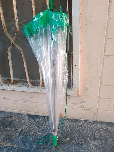 su kalonka: Şəffaf yağış çətiri – yaşıl haşiyəli - Material: şəffaf PVC örtük — 3