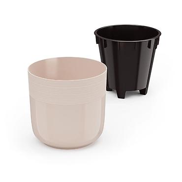 4 pot: Цветочный горшок Линель 4,5л бежевый,белый — 2