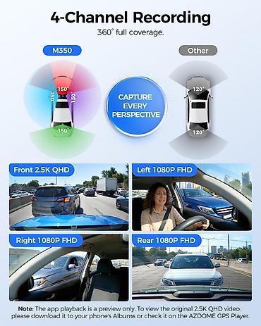 azdome m330: Videoqeydiyyatçı Azdome M350 AZDOME M350 – 4 Kanallı 360° Avtomobil — 3