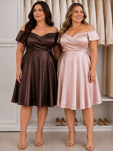 plis plisane haljine: Elegantna midi haljina sa spuštenim ramenima - Kroj — 2