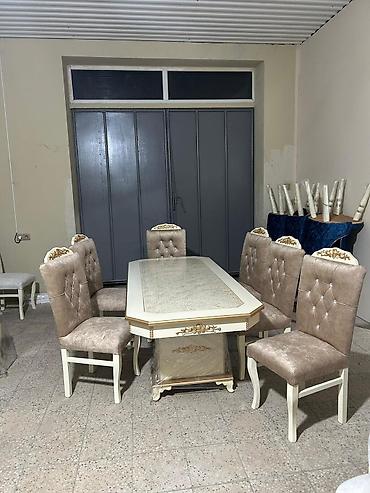 Yemək otağı dəsti - Tərkib: 1 ədəd düzbucaq formalı masa + 6 ədəd lalafo.az -da Yemək otağı dəsti - Tərkib: 1 ədəd düzbucaq formalı masa + 6 ədəd