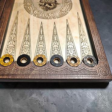 Нарды: Нарды "Роял Фиш" - Техника декора: глубокая лазерная гравировка по — 9