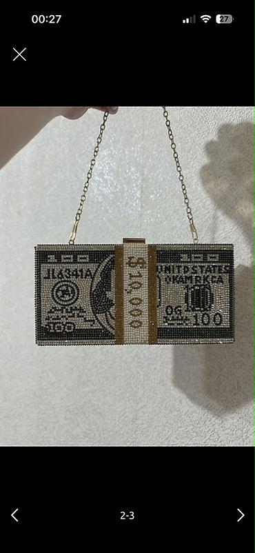 Çantalar: Pul dəstəsi formasında gecə çantası/klatç - Dizayn: 100 dollarlıq — 2