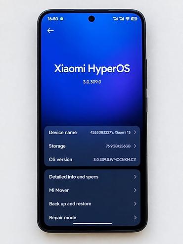 Уюлдук телефондор жана аксессуарлар: Xiaomi 13, 8/256 ГБ, HyperOS 3.0.309.0 - Экран: 6.36", AMOLED, тонкие — 3