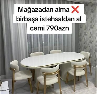 mdf panel: Qonaq otağı üçün, Yeni, Açılmayan, Oval masa, 6 stul — 1