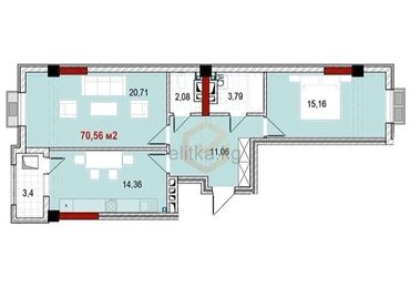 Продажа участков: 2 комнаты, 70 м², Элитка, 7 этаж, ПСО (под самоотделку)