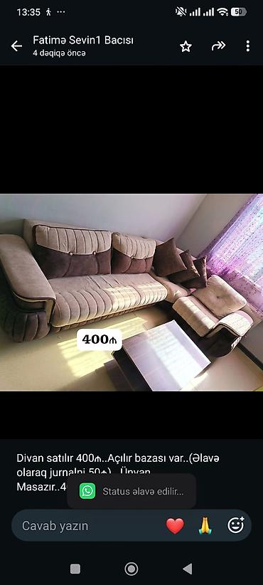 Divan satılır 400₼. Açılır bazası var. (Əlavə olaraq jurnalni lalafo.az -da Divan satılır 400₼. Açılır bazası var. (Əlavə olaraq jurnalni