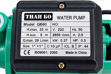 полено: Центробежный электронасос для воды ТНАН БО, модель QB60. Основные — 2