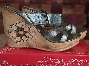 sendel: Qadın üçün platformalı sandal - Üst hissə: Metalik gümüş rəngdə, ilan — 7