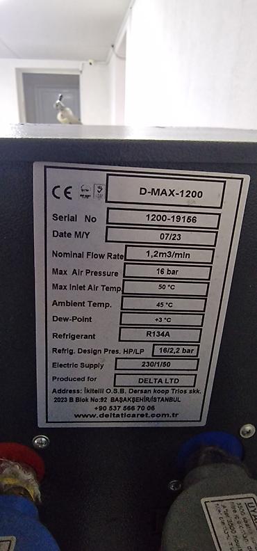 paltar qurudan masin: Sənaye tipli sıxılmış hava quruducusu – D-MAX-1200 Texniki — 2