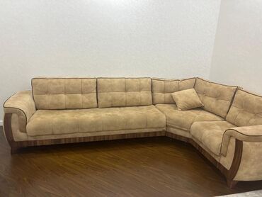 диван и 2 кресла мягкая мебель: Угловой диван, Б/у, Раскладной, С подъемным механизмом, Нет доставки