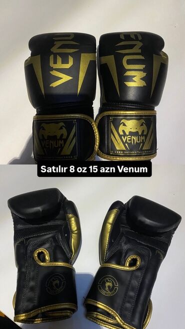 груша для бокса: Venum brendinin qara və qızılı rəngdə boks əlcəkləri. Bu əlcəklər