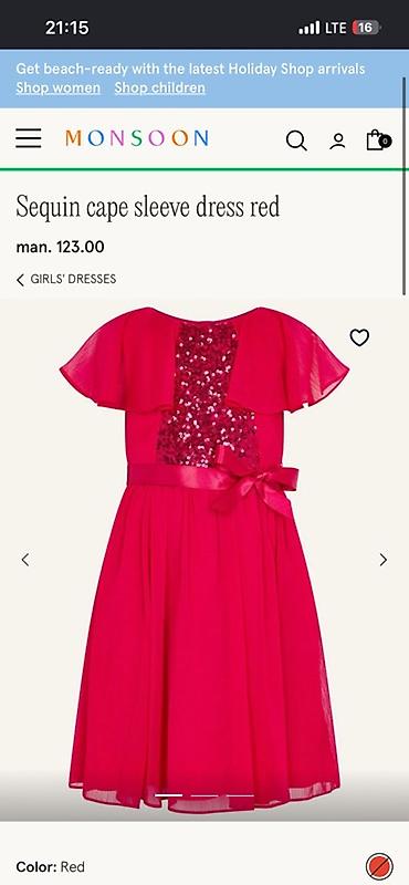 Donlar: Princess Charlottes style Monsoon Sequin Cape Sleeve Dress – Qırmızı — 4
