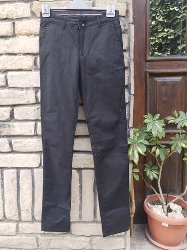 pantalone sa visokim strukom: Muske pantalone Vels, M crne