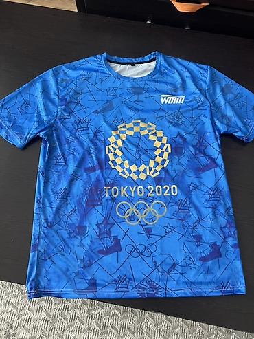Футболка спортивная Tokyo 2020 - Темно-синяя/голубая тренировочная at lalafo.kg Футболка спортивная Tokyo 2020 - Темно-синяя/голубая тренировочная