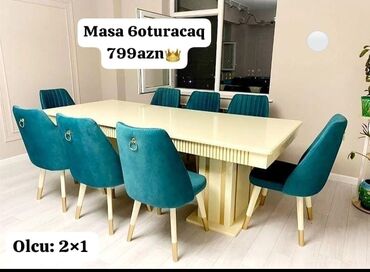 kontakt home stol stul: Qonaq otağı üçün, Yeni, Dördbucaq masa, 6 stul