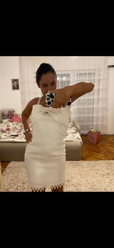 bela haljina sa vezom: PS Fashion M (EU 38), bоја - Bela, Koktel, klub, Na bretele