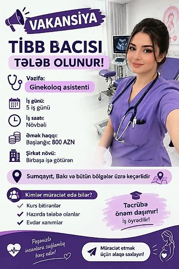 tibb bacısı profil sekilleri: Tibb bacısı tələb olunur, İstənilən yaş, Təcrübəsiz, Növbəli qrafik — 1