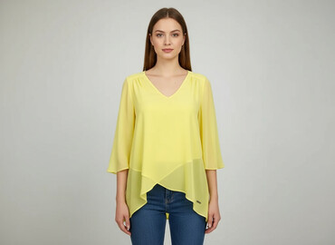 żółte bluzki z krótkim rękawem: Women's blouse, size S