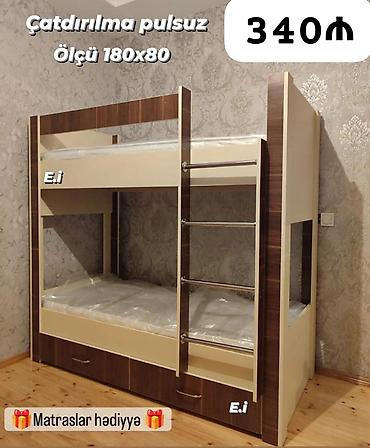 ruminya mebelleri: İki mərtəbəli çarpayı – 180x80 - Ölçü: 180x80 - Komplekt: matraslar — 1