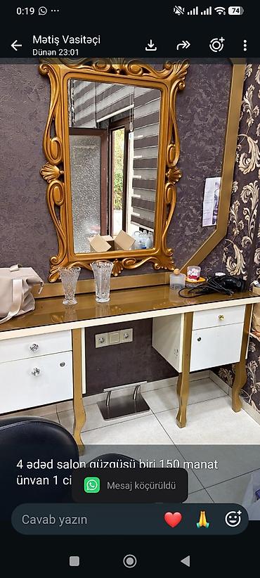 4 ədəd salon güzgüsü biri 150 manat ünvan 1 ci mkr. Mətiş lalafo.az -da 4 ədəd salon güzgüsü biri 150 manat ünvan 1 ci mkr. Mətiş
