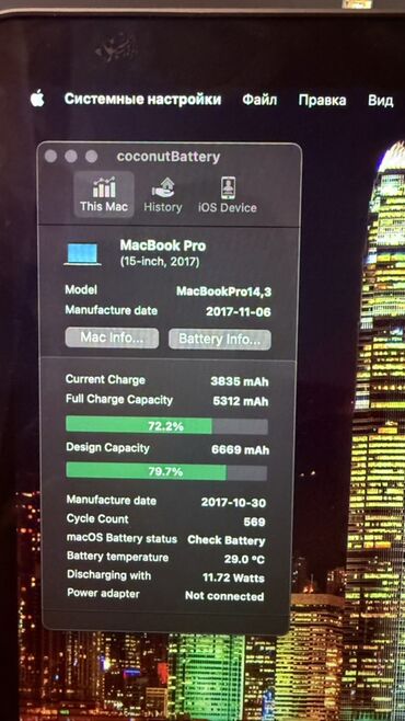 Ноутбуки: Ноутбук, Apple, 16 ГБ ОЗУ, Intel Core i7, 15.4 ", Для работы, учебы, память SSD — 5