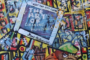 Slike i ramovi: The Art of Cleaning Buildings 100x100cm veliko platno autor Maré — 7