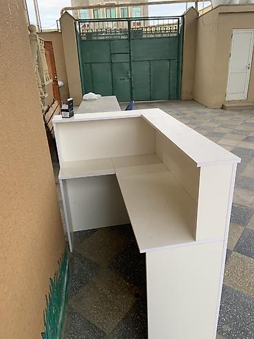 qaş stolu: Resepşn/qarşılama masası – L formalı, ağ rəng. real alıcıya endirim — 3