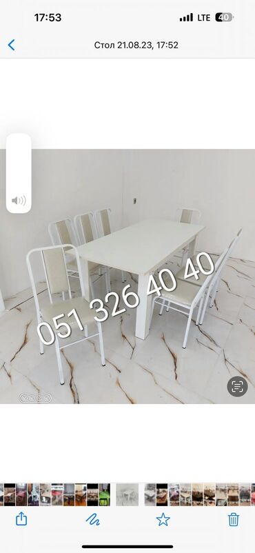 Masa və oturacaq dəstləri: Qonaq otağı üçün, Yeni, Dördbucaq masa, 4 stul — 3