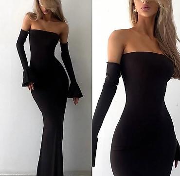 Haljine: Haljine duge sa elastinom. crna,tamno siva,svetlo siva,oker/tamno — 16