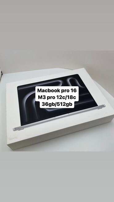 ноутбуки apple цена в бишкеке: Ноутбук, Apple, 32 ГБ ОЭТ, Apple M3 Pro, 16 ", Жаңы, Жумуш, окуу үчүн, эс тутум SSD