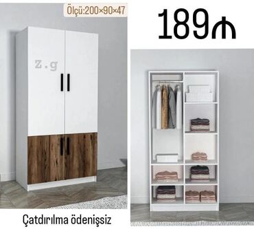 Rəflər: Açılan, 4 qapılı Düz dolab, Qarderob, paltar dolabı