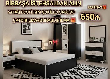 komod: Satılır: *Birbaşa istehsalçıdan yataq dəsti* *Cəmi 650₼* Qeyd:*Dəst — 1