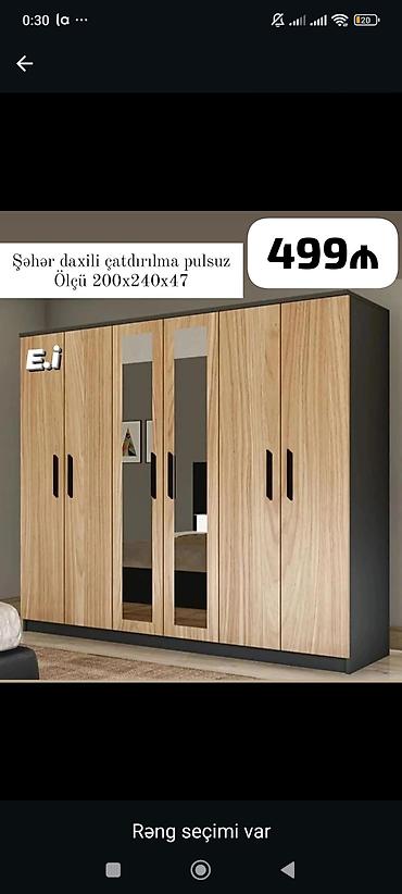guzgu boydan: Dörd qapılı geyim dolabı Ölçü: 200 x 240 x 47 sm Qiymət: 499 ₼ — 1