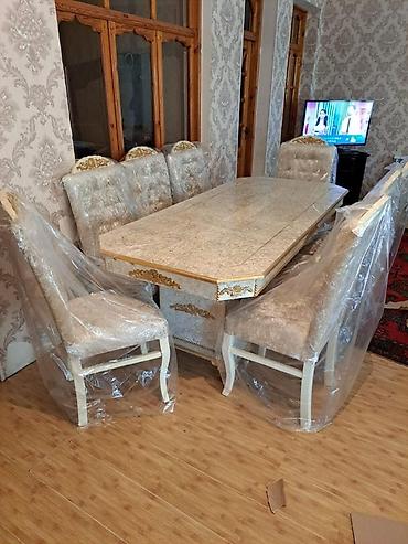 Masa və oturacaq dəstləri: Qonaq otağı üçün, Yeni, Açılmayan, Kvadrat masa, 6 stul — 3