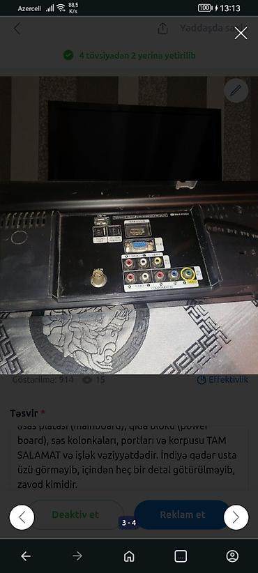 smart tv box: İşlənmiş Televizor Samsung LCD 32" HD (1366x768), Ünvandan götürmə — 3