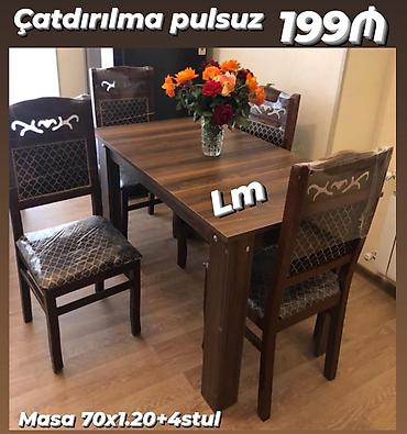 Yemək otağı üçün masa və 4 stul dəsti - Komplekt: 1 masa + 4 stul -