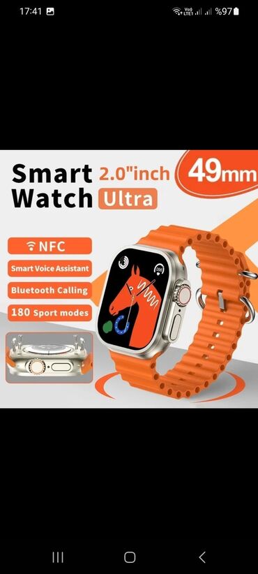 ultra watch: Qol saatı watch 8 ultra elektron saat telfona da qoşulur Bluetooth