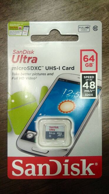 флешка для телефона: Флешка SanDisk 64GB Функциональная по имеющимся характеристикам, карта