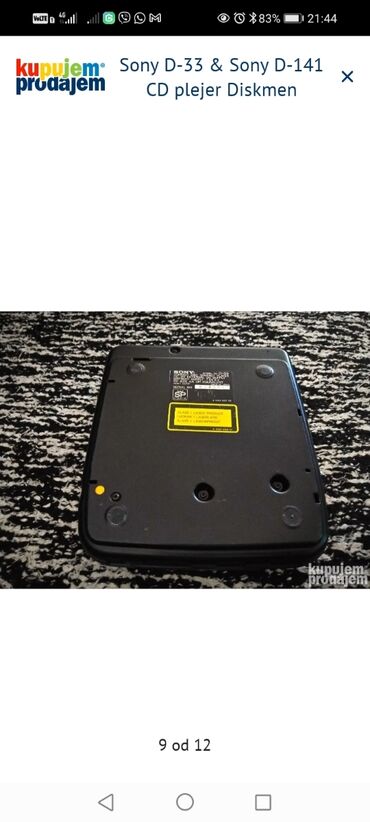 Mini disk plejeri: Sony Discman CD plejer – model D-141 (navedeno na poklopcu) - — 9