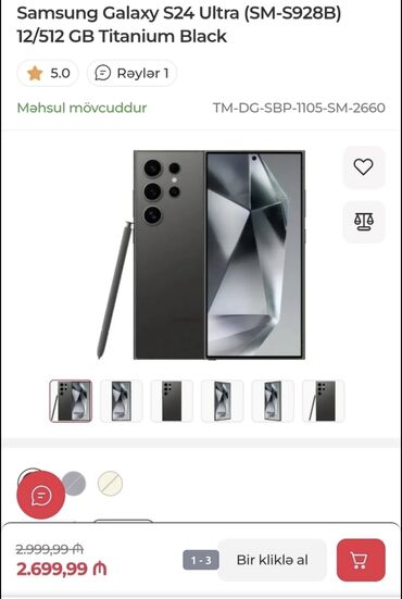 nubia z70 ultra qiyməti: Samsung Galaxy S24 Ultra, 512 GB, rəng - Qara, Zəmanət, Sensor, Barmaq izi