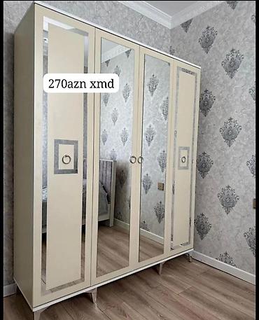 metbext dolabi: Yeni, 5 qapı, Güzgülü, Bej, Açılan, Düz dolab — 1