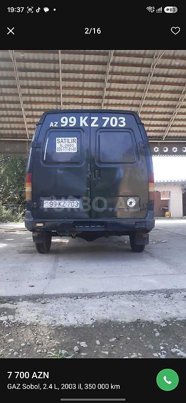 səkidə satilan masinlar: QAZ Sobol: 2.4 l | 2003 il 350000 km Van/Minivan — 6