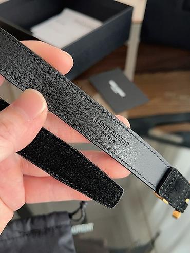 Kaiševi: Saint Laurent Paris kaiš – crna prirodna koža i brušena koža - Model — 6