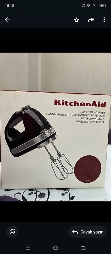 el mikseri: KitchenAid 9 Speed Hand Mixer – əl mikseri Xüsusiyyətlər: - 9 sürət — 4
